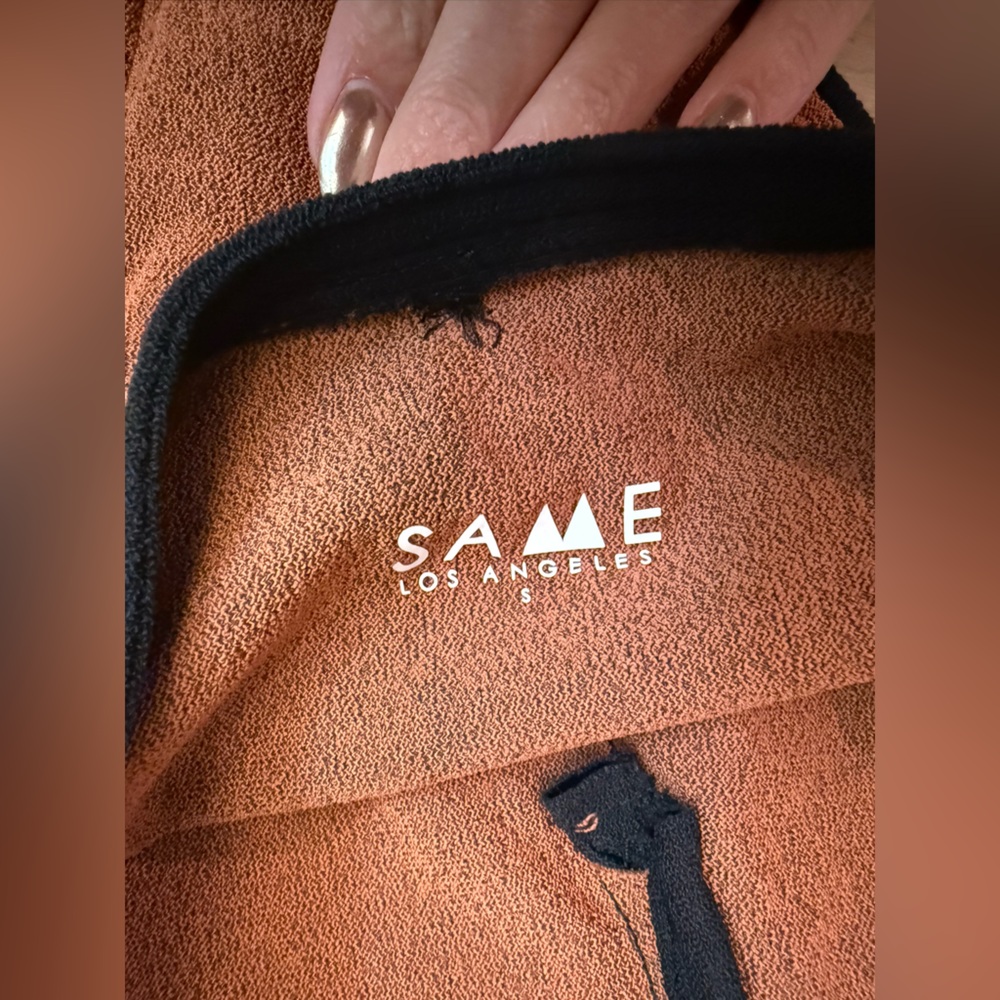 SAME LOS ANGELES Grace Button Tank Bikini Top & High Waist Bottoms Sienna/Black - Picture 6 of 6